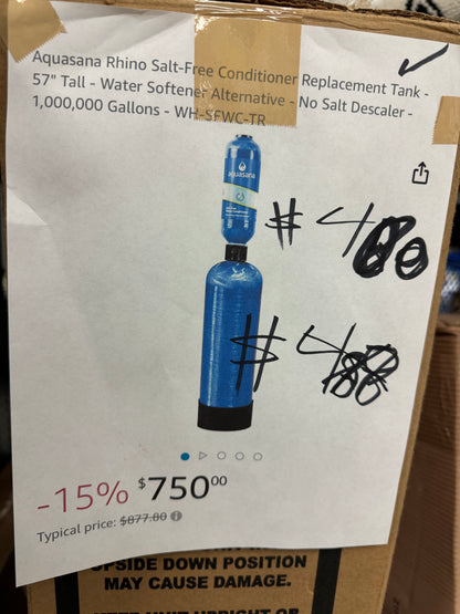 Aquasana Rhino Salt-Free Conditioner Replacement Tank - 57" Tall - Water Softener Alternative - No Salt Descaler - 1,000,000 Gallons