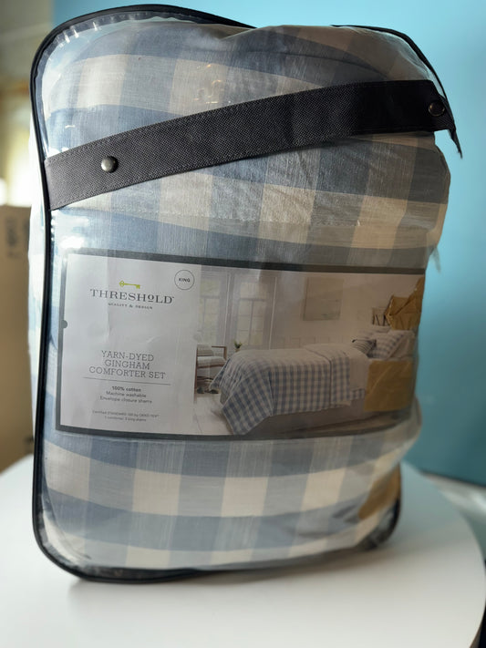 Threshold - King Yarn-Dyed Gingham Comforter & Sham Set Light Blue