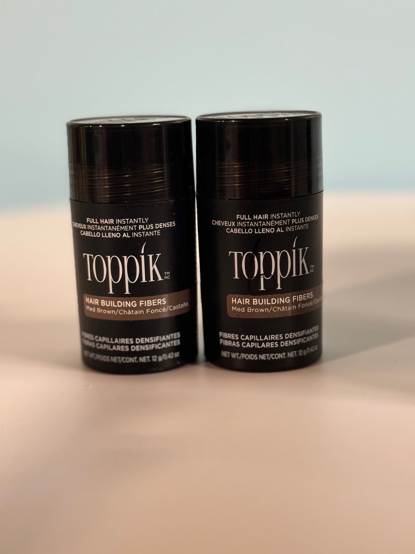 2 Toppik Hair Building Fibers Medium Brown 12g Fill In Fine or Thinning Hair In..