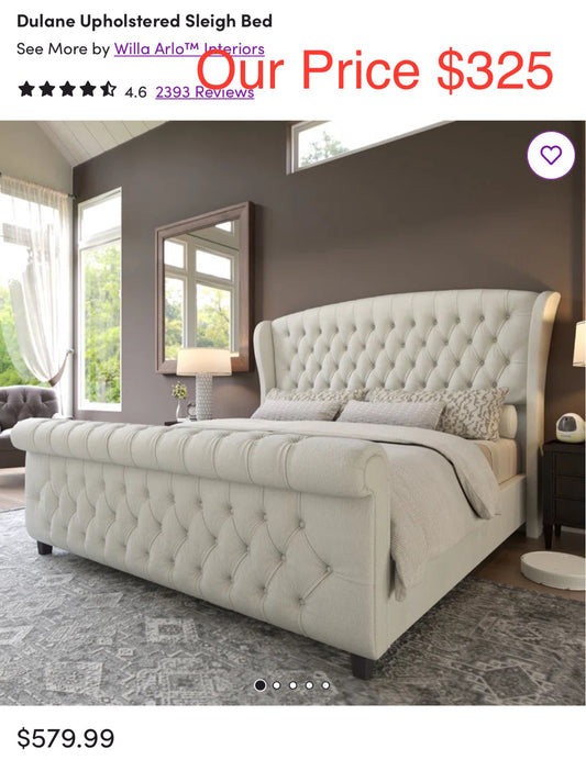 Dulane Upholstered Sleigh Bed, Queen, cream color