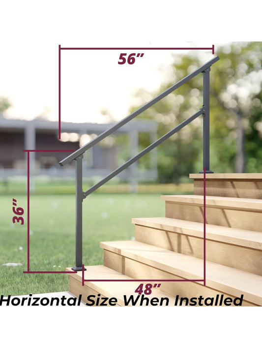 CHR Fence & Rail Hand Rails for Outdoor Steps, 5 Step Handrail & Indoor Stair Railing Kit, Railings for Outdoor Steps and Hand Rails for Seniors for Porch Railing & Deck Hand Rail, 4 to 5 Steps