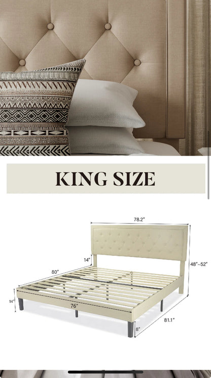 King size 
Hegg Tufted Upholstered Platform Bed