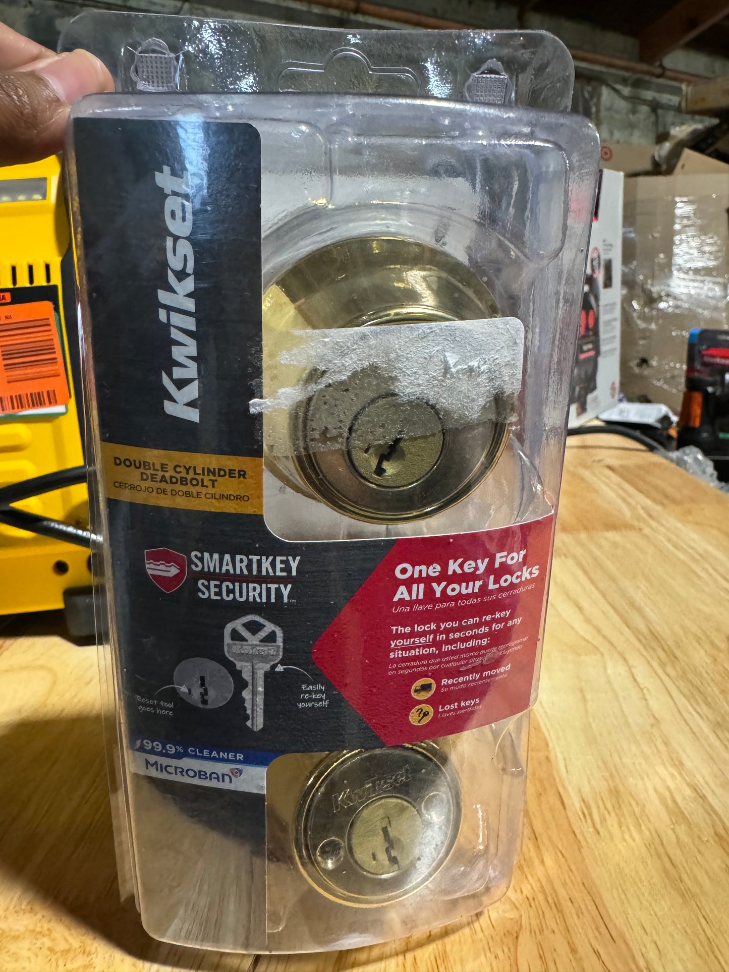 Kwikset SmartKey Security Polished Brass Metal Double Cylinder Deadbolt