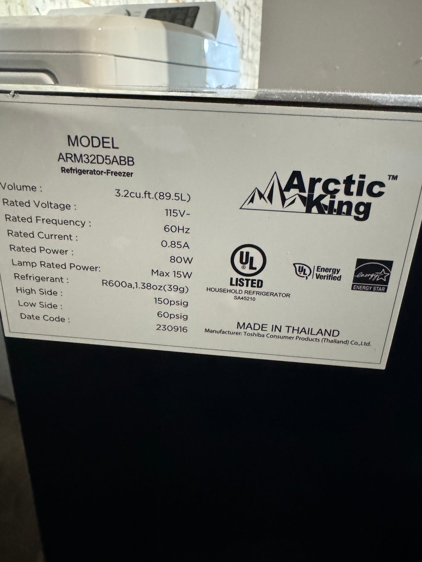 Arctic King 3.2 Cu ft Two Door Mini Fridge with Freezer, Black, E-Star, ARM32D5ABB