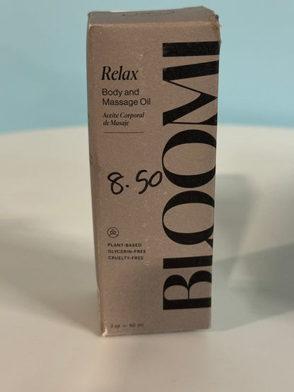 Bloomi RELAX Body and Massage Oil Spray - All Natural Plant Based 3 oz - NEW