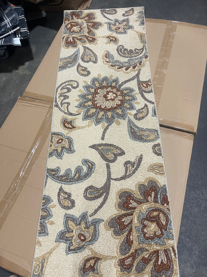 Maples 2'x7' Runner Floral Paisley Rug Beige