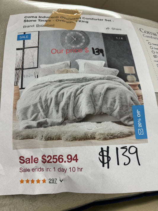 Coma Inducer OVersized Comforter Set -Stone Taupe - Oversize King