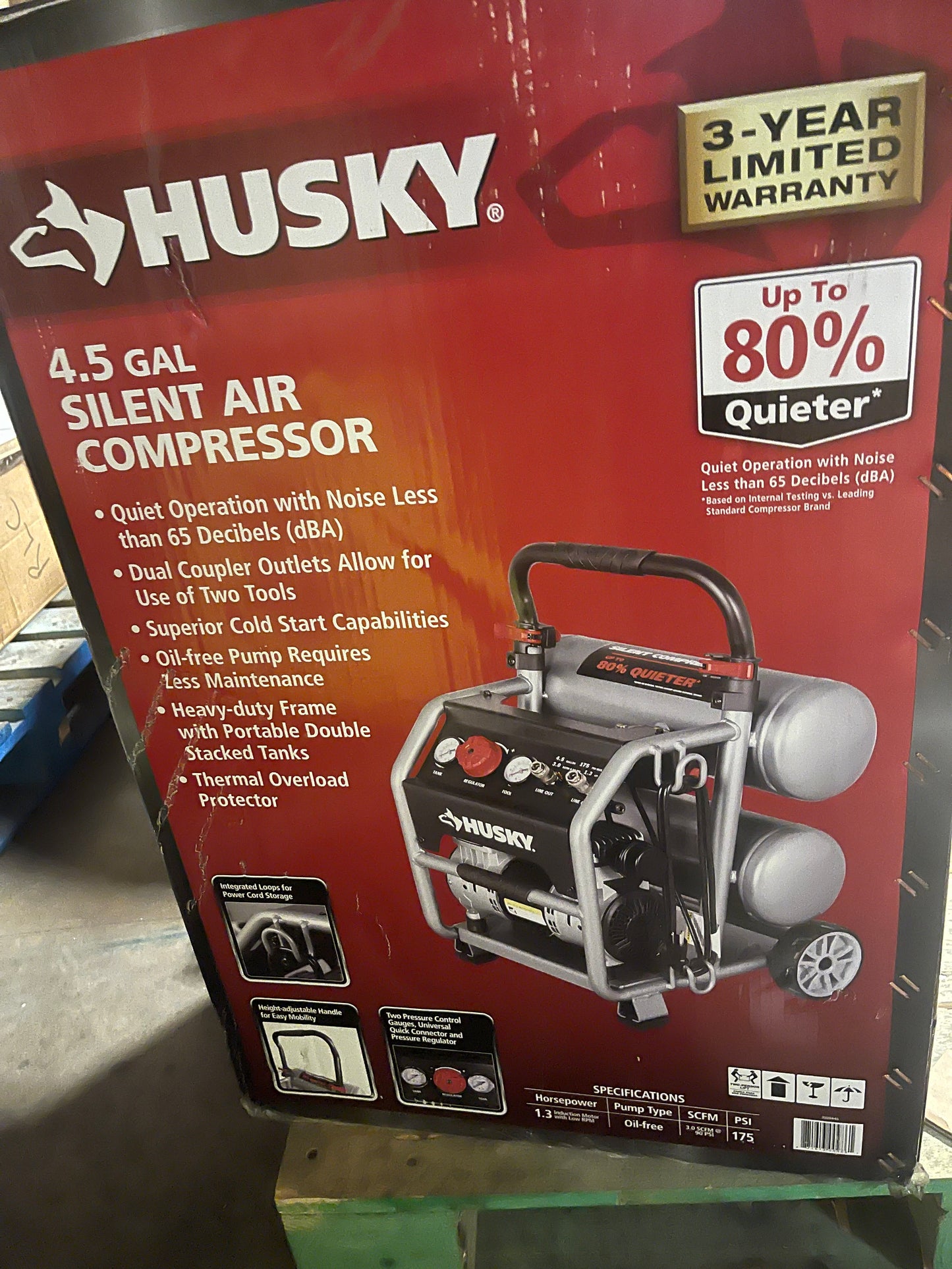 4.5 Gal. 175 PSI Portable Electric Quiet Air Compressor