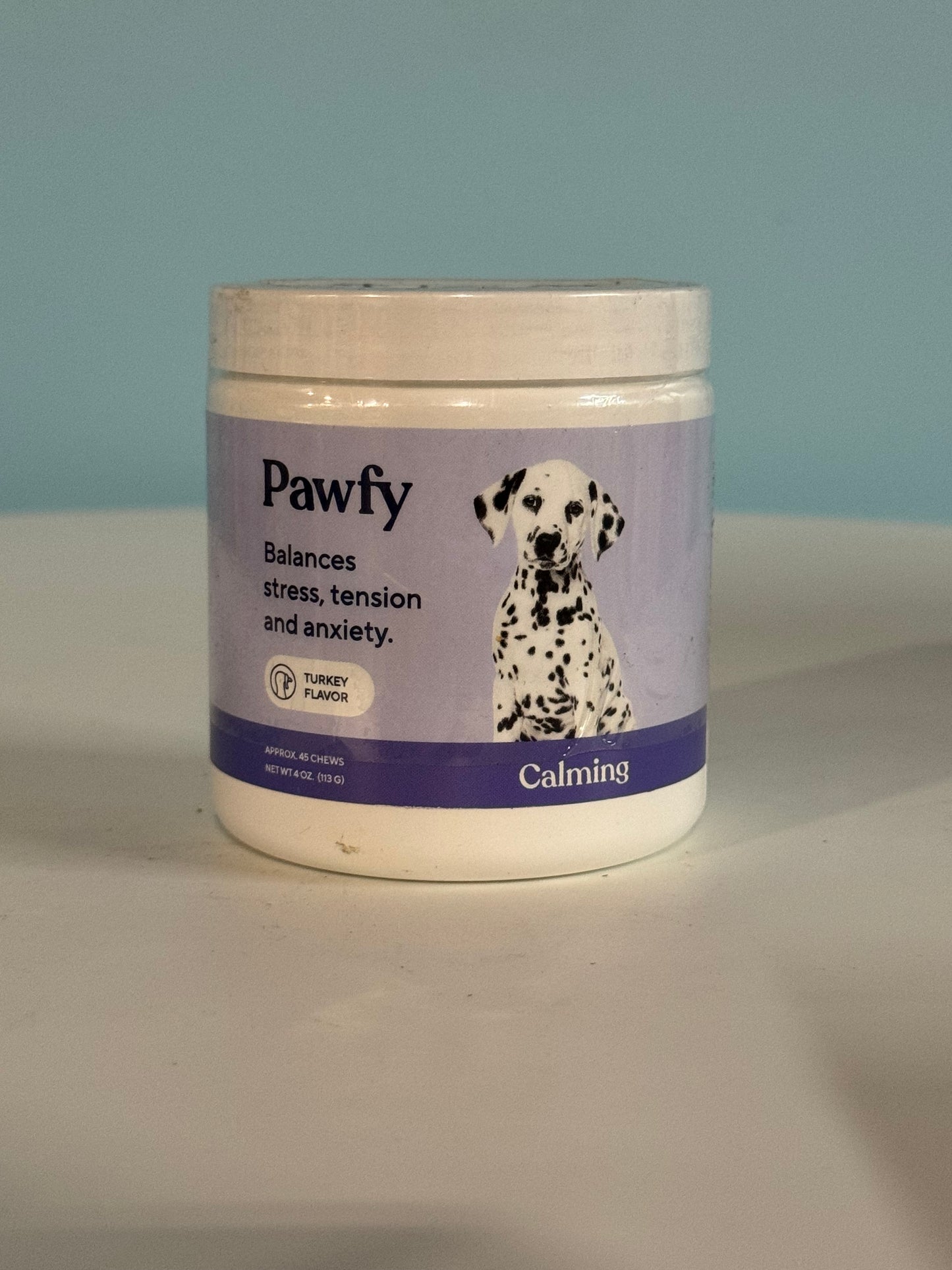 Pawfy dogs Calming Soft Chews | Anxiety | Separation | Stress Relief | Travel | Behavioral Training | Fireworks & Other Stressful Events | with L-Tryptophan & Chamomile