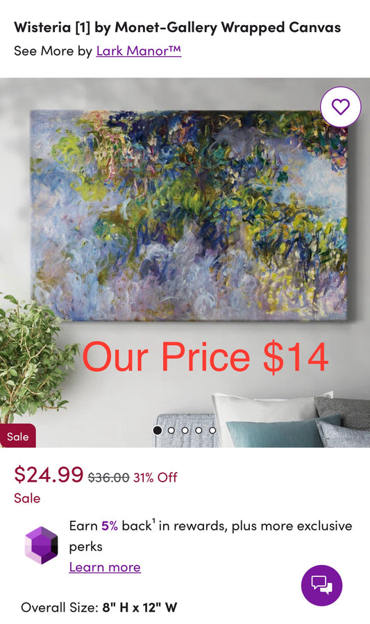 Wisteria - by Monet-Gallery Wrapped Canvas