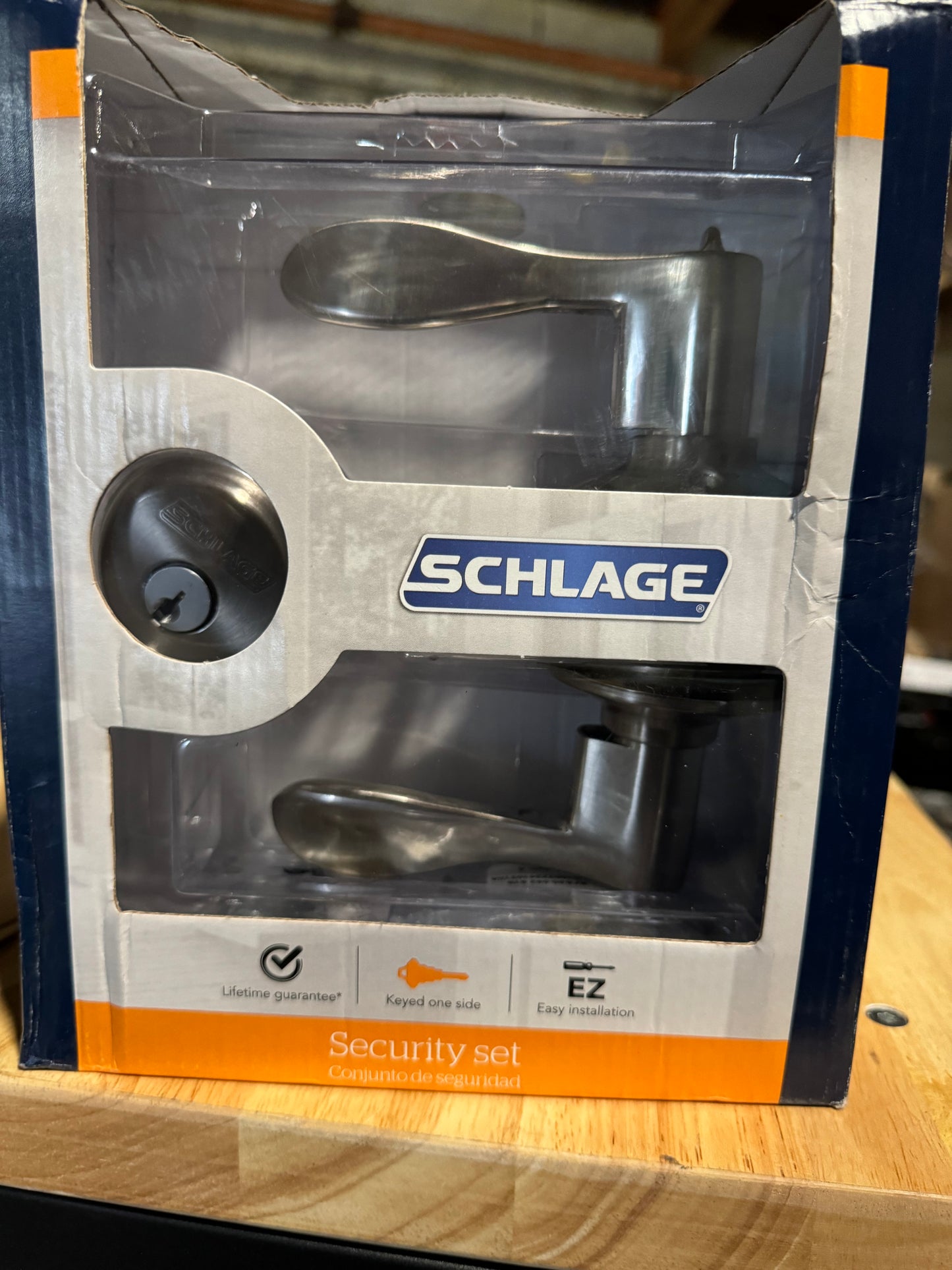 Schlage FB50VACC619 Deadbolt Lever 1 Side, Highest Residential, Keyed Entry Lock, Security Set_Accent, Satin Nickel