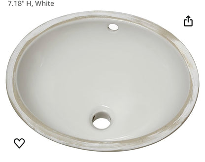 American Standard 495221.020 Ovalyn Ceramic Undermount Oval Bathroom sink, 19.25" L x 16.25" W x 7.18" H, White