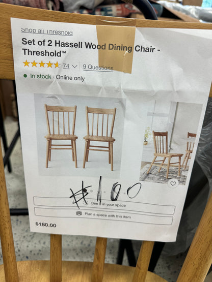 Set of 2 Hassell Wood Dining Chair Natural - Threshold