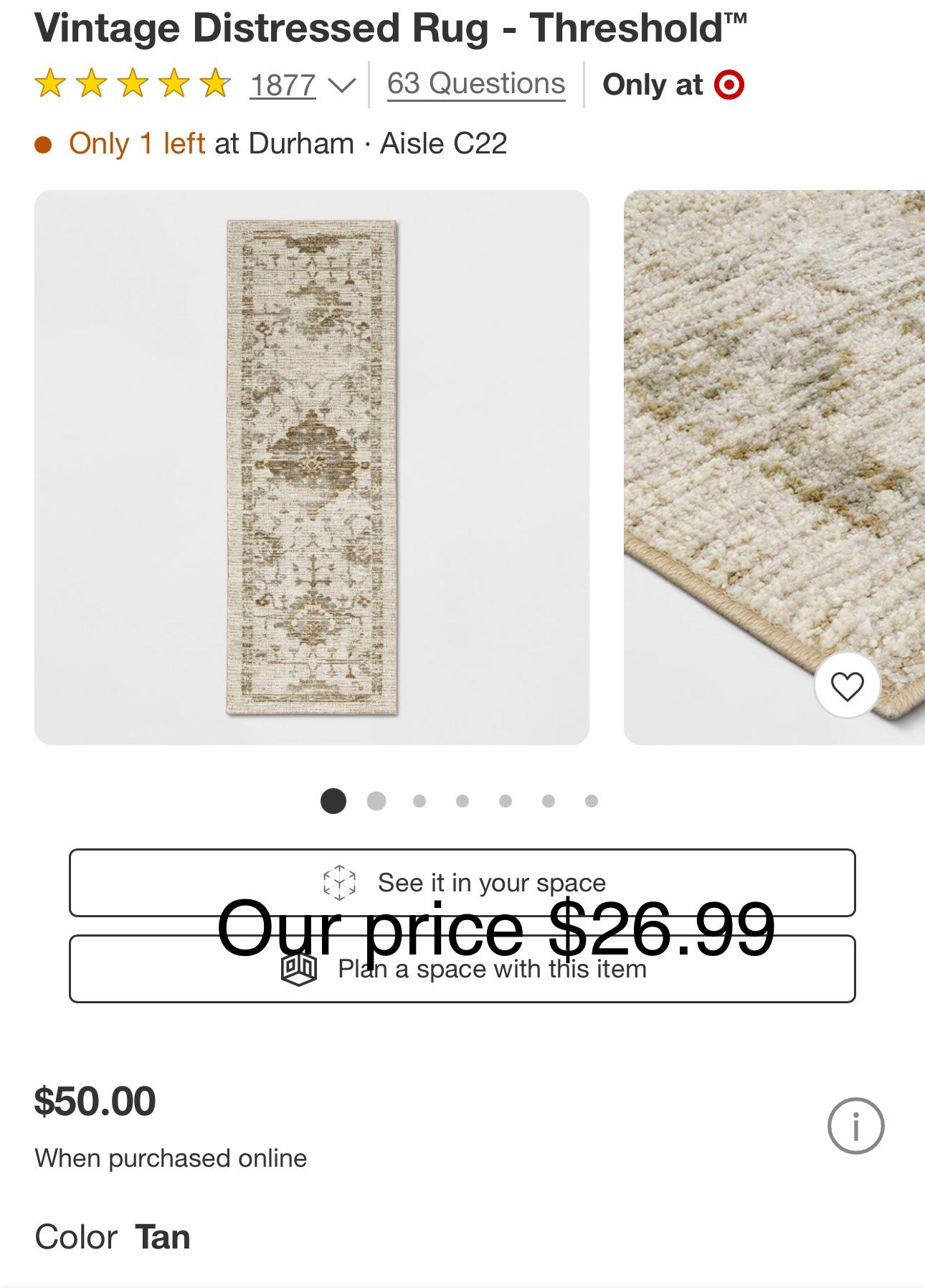 Vintage Distressed Rug - Threshold™ 2’4 by 7