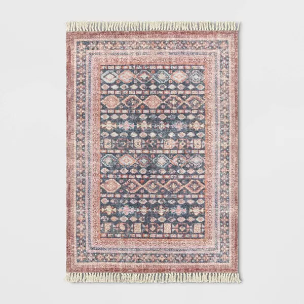 Alexandra Floral Printed Border Persian Rug Blush - Opalhouse™