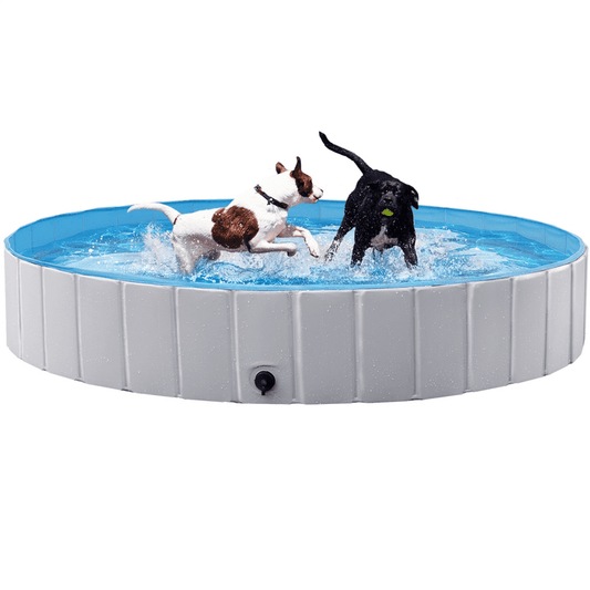 Yaheetech Foldable Pet Pool Dogs Swimming Pool Wash Tub for Dogs/Cats, Gray, large