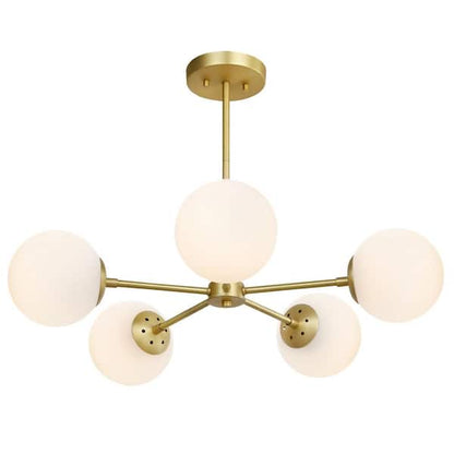 Grammercy 5-Light Brass/White in Chandelier