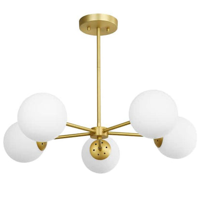 Grammercy 5-Light Brass/White in Chandelier