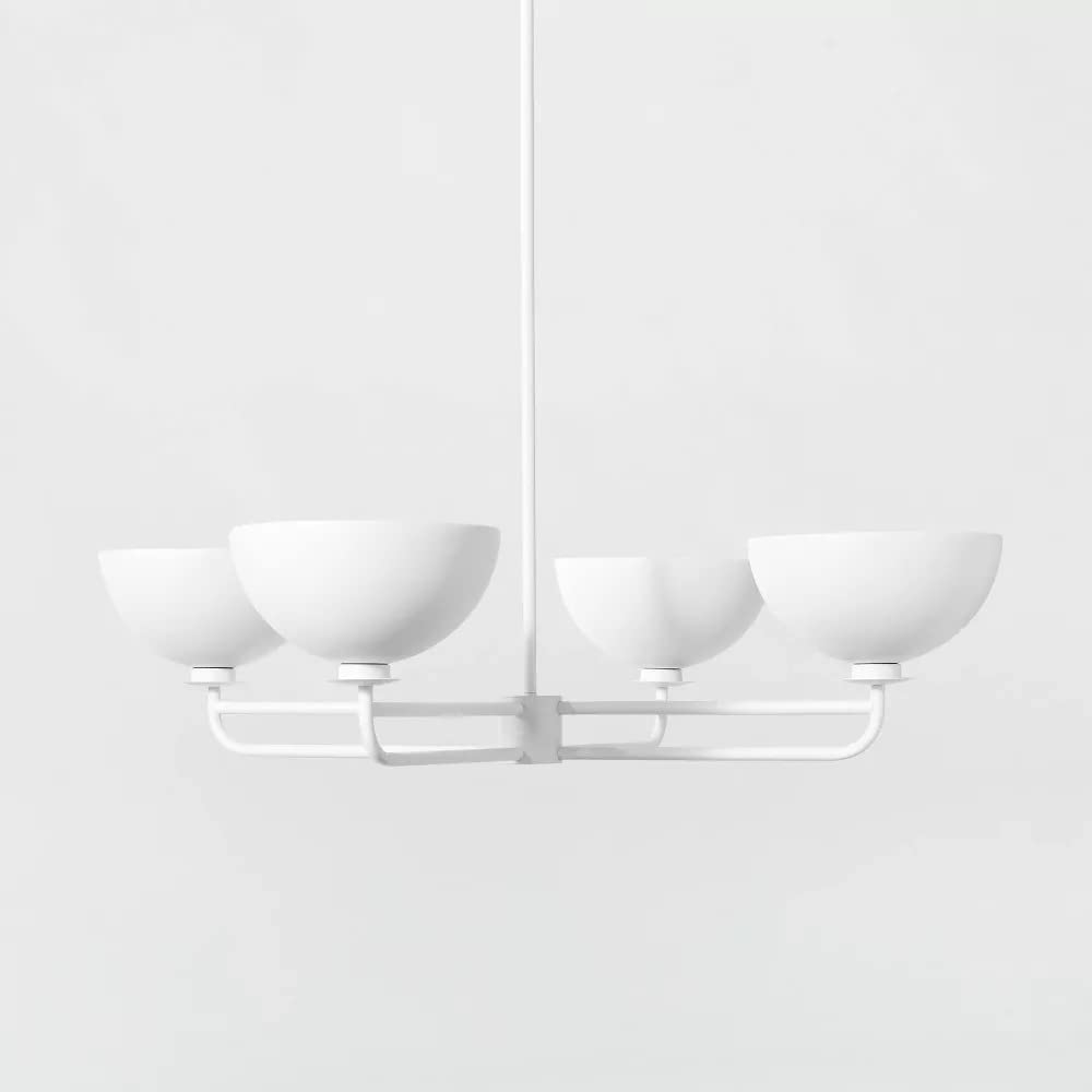 Studio McGee Dome Chandelier White - Designed Modern Ceiling Light for Dining Room Kitchen Bedroom (White)